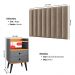 Kit Cabeceira Estofada Cama Box Solteiro 90 cm Sophia Bege e Mesinha Canto Quarto 2 Gavetas Retrô Nicho Decorativo Dream Cinza/Cinamomo- RPM