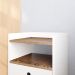 Kit Cabeceira Estofada Cama Box Solteiro 90 cm Sophia Bege e Mesinha Canto Quarto 2 Gavetas Retrô Nicho Decorativo Dream Off White/Freijó- RPM