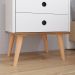 Kit Cabeceira Estofada Cama Box Solteiro 90 cm Sophia Bege e Mesinha Canto Quarto 2 Gavetas Retrô Nicho Decorativo Dream Off White/Freijó- RPM