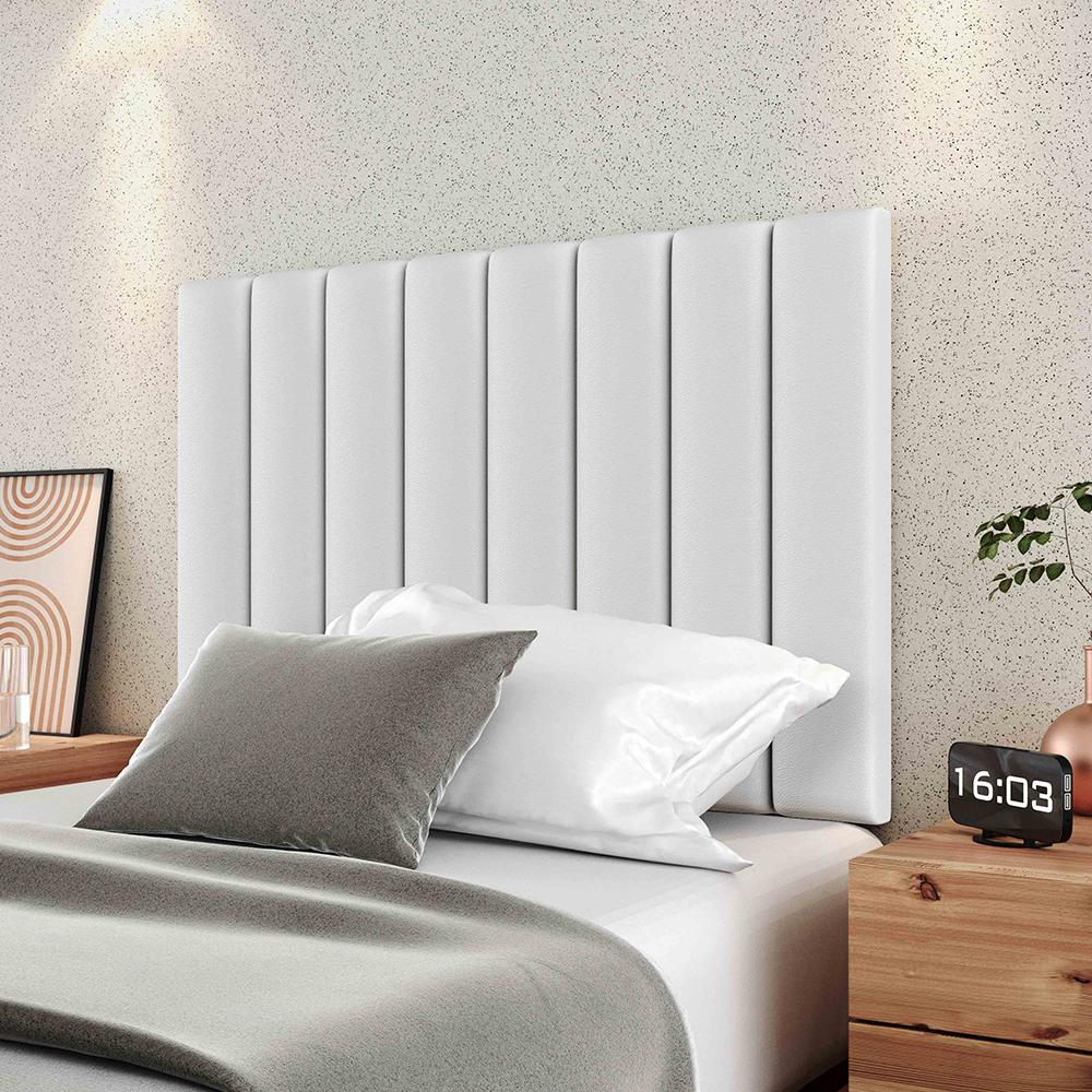 Kit Cabeceira Estofada Cama Box Solteiro 90 cm Sophia Branco e Mesinha Canto Quarto 2 Gavetas Retrô Nicho Decorativo Dream Preto/Cinamomo- RPM 