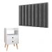 Kit Cabeceira Estofada Cama Box Solteiro 90 cm Sophia Cinza e Mesinha Canto Quarto 2 Gavetas Retrô Nicho Decorativo Dream Branco- RPM