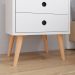 Kit Cabeceira Estofada Cama Box Solteiro 90 cm Sophia Cinza e Mesinha Canto Quarto 2 Gavetas Retrô Nicho Decorativo Dream Branco- RPM