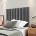 Kit Cabeceira Estofada Cama Box Solteiro 90 cm Sophia Cinza e Mesinha Canto Quarto 2 Gavetas Retrô Nicho Decorativo Dream Preto/Cinamomo- RPM