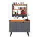 Kit Casa Completa Aparador Buffet 3 Portas Pés Palito Wood New Armário Suspenso Prateleiras Ganchos Organizadores Amélia - Cinza/Cinamomo - RPM Móveis