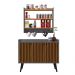 Kit Casa Completa Aparador Buffet 3 Portas Pés Palito Wood New Armário Suspenso Prateleiras Ganchos Organizadores Amélia - Cinza/Cinamomo - RPM Móveis