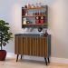 Kit Casa Completa Aparador Buffet 3 Portas Pés Palito Wood New Armário Suspenso Prateleiras Ganchos Organizadores Amélia - Cinza/Cinamomo - RPM Móveis