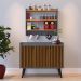 Kit Casa Completa Aparador Buffet 3 Portas Pés Palito Wood New Armário Suspenso Prateleiras Ganchos Organizadores Amélia - Cinza/Cinamomo - RPM Móveis
