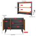 Kit Casa Completa Aparador Buffet 3 Portas Pés Palito Wood New Armário Suspenso Prateleiras Ganchos Organizadores Amélia - Cinza/Cinamomo - RPM Móveis