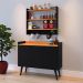 Kit Casa Completa Aparador Buffet 3 Portas Pés Palito Wood New Armário Suspenso Prateleiras Ganchos Organizadores Amélia - Preto/Cinamomo - RPM Móveis