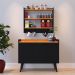 Kit Casa Completa Aparador Buffet 3 Portas Pés Palito Wood New Armário Suspenso Prateleiras Ganchos Organizadores Amélia - Preto/Cinamomo - RPM Móveis