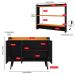 Kit Casa Completa Aparador Buffet 3 Portas Pés Palito Wood New Armário Suspenso Prateleiras Ganchos Organizadores Amélia - Preto/Cinamomo - RPM Móveis
