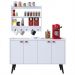 Kit Cozinha Sala Jantar Aparador Buffet Kiev Pés Palito Armário Parede Amélia Suspenso Prateleiras Organizadoras - Branco - RPM Móveis