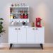 Kit Cozinha Sala Jantar Aparador Buffet Kiev Pés Palito Armário Parede Amélia Suspenso Prateleiras Organizadoras - Branco - RPM Móveis