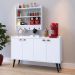 Kit Cozinha Sala Jantar Aparador Buffet Kiev Pés Palito Armário Parede Amélia Suspenso Prateleiras Organizadoras - Branco - RPM Móveis