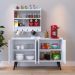 Kit Cozinha Sala Jantar Aparador Buffet Kiev Pés Palito Armário Parede Amélia Suspenso Prateleiras Organizadoras - Branco - RPM Móveis