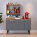 Kit Cozinha Sala Jantar Aparador Buffet Kiev Pés Palito Armário Parede Amélia Suspenso Prateleiras Organizadoras - Cinza/Cinamomo - RPM Móveis