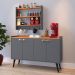 Kit Cozinha Sala Jantar Aparador Buffet Kiev Pés Palito Armário Parede Amélia Suspenso Prateleiras Organizadoras - Cinza/Cinamomo - RPM Móveis