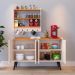 Kit Cozinha Sala Jantar Aparador Buffet Kiev Pés Palito Armário Parede Amélia Suspenso Prateleiras Organizadoras - Off White/Cinamomo - RPM Móveis