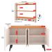 Kit Cozinha Sala Jantar Aparador Buffet Kiev Pés Palito Armário Parede Amélia Suspenso Prateleiras Organizadoras - Off White/Cinamomo - RPM Móveis