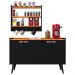 Kit Cozinha Sala Jantar Aparador Buffet Kiev Pés Palito Armário Parede Amélia Suspenso Prateleiras Organizadoras - Preto/Cinamomo - RPM Móveis