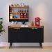 Kit Cozinha Sala Jantar Aparador Buffet Kiev Pés Palito Armário Parede Amélia Suspenso Prateleiras Organizadoras - Preto/Cinamomo - RPM Móveis
