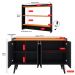 Kit Cozinha Sala Jantar Aparador Buffet Kiev Pés Palito Armário Parede Amélia Suspenso Prateleiras Organizadoras - Preto/Cinamomo - RPM Móveis