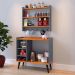 Kit Decorativo Aparador Buffet Maria Pés Palito Armário Suspenso Amélia Prateleiras Organizadoras - Cinza/Cinamomo - RPM Móveis