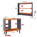 Kit Decorativo Aparador Buffet Maria Pés Palito Armário Suspenso Amélia Prateleiras Organizadoras - Cinza/Cinamomo - RPM Móveis