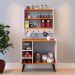 Kit Decorativo Aparador Buffet Maria Pés Palito Armário Suspenso Amélia Prateleiras Organizadoras - Off White/Cinamomo - RPM Móveis