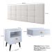 Kit Decorativo Quarto Casal Penteadeira Suspensa Gloss Mesinha Lateral Estilo Cabeceira Cama Box Queen Bia 1.60 Branco Corino - RPM Móveis