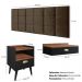 Kit Decorativo Quarto Casal Penteadeira Suspensa Gloss Mesinha Lateral Estilo Preto-Freijó Cabeceira Cama Box Queen Bia 1.60 Marrom Suede - RPM Móveis