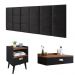 Kit Decorativo Quarto Casal Penteadeira Suspensa Gloss Mesinha Lateral Estilo Preto-Freijó Cabeceira Cama Box Queen Bia 1.60 Preto Suede - RPM Móveis