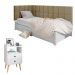 Kit Mesinha Dream Branco Pés Retrô 2 Gavetas E Cabeceira Suspensa Lateral Aurora Bege Cama Box Solteiro - RPM Móveis 