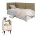 Kit Mesinha Dream Off White/Cinamomo Pés Retrô 2 Gavetas E Cabeceira Suspensa Lateral Aurora Bege Cama Box Solteiro - RPM Móveis 