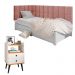Kit Mesinha Dream Off White/Cinamomo Pés Retrô 2 Gavetas E Cabeceira Suspensa Lateral Aurora Rose Cama Box Solteiro - RPM Móveis 