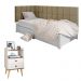 Kit Mesinha Dream Off White/Freijó Pés Retrô 2 Gavetas E Cabeceira Suspensa Lateral Aurora Bege Cama Box Solteiro - RPM Móveis 