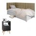 Kit Mesinha Dream Preto Pés Retrô 2 Gavetas E Cabeceira Suspensa Lateral Aurora Bege Cama Box Solteiro - RPM Móveis 