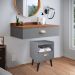 Kit Quarto Casal Penteadeira Suspensa Gloss Cinza-Freijó Mesinha Lateral Estilo Cinza Cabeceira Cama Box Queen Bia 1.60 Branco Corino - RPM Móveis