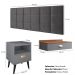 Kit Quarto Casal Penteadeira Suspensa Gloss Cinza-Freijó Mesinha Lateral Estilo Cinza Cabeceira Cama Box Queen Bia 1.60 Cinza Suede - RPM Móveis