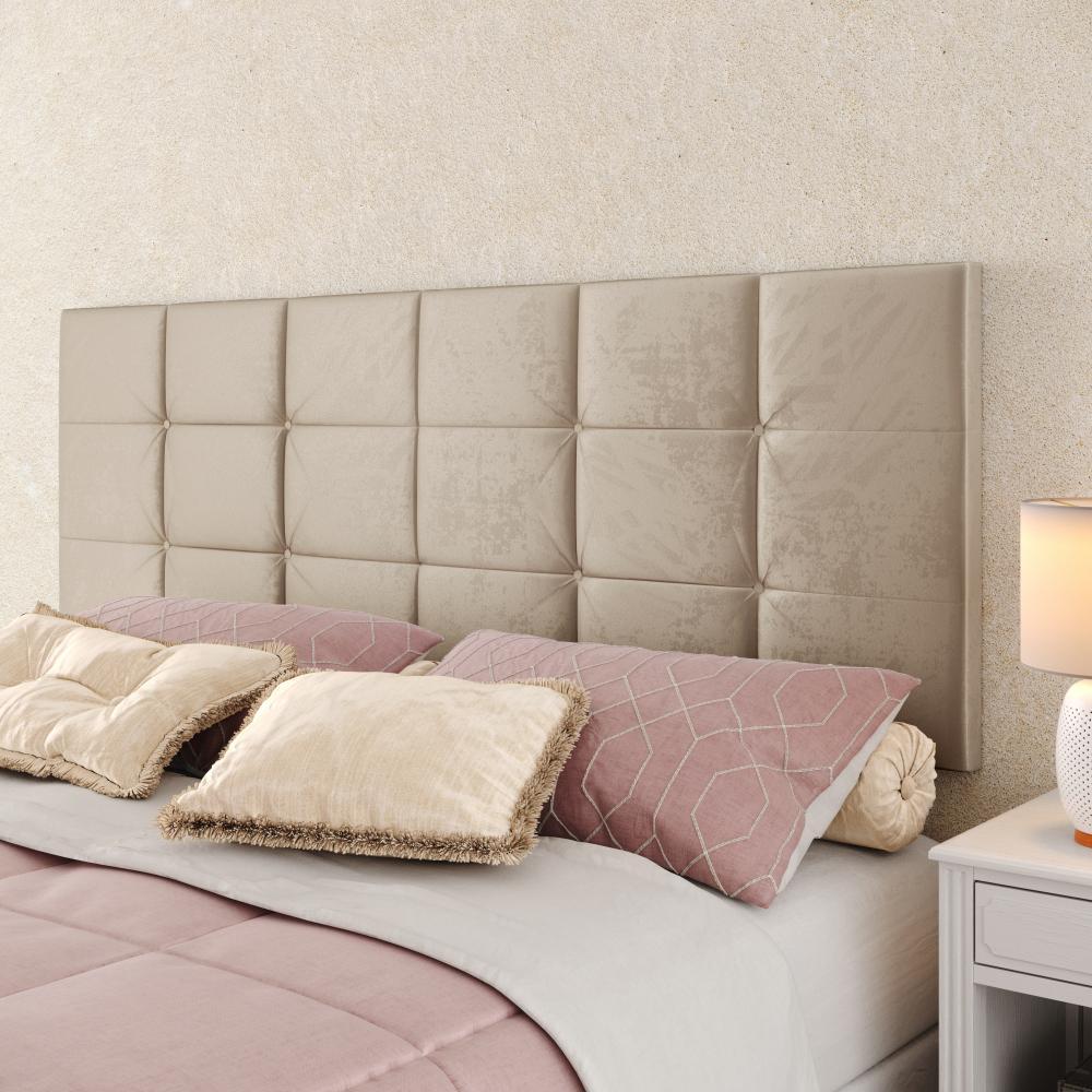 Kit Quarto Casal Penteadeira Suspensa Gloss Mesinha Lateral Estilo Off White-Freijó Cabeceira Cama Box Queen Bia 1.60 Areia Suede - RPM Móveis