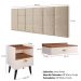 Kit Quarto Casal Penteadeira Suspensa Gloss Mesinha Lateral Estilo Off White-Freijó Cabeceira Cama Box Queen Bia 1.60 Areia Suede - RPM Móveis