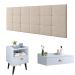 Kit Quarto Penteadeira Suspensa Gloss Mesinha Lateral Estilo Branco Cabeceira Cama Box Casal Bia 1.40 Bege Linho - RPM Móveis