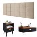 Kit Quarto Penteadeira Suspensa Gloss Mesinha Lateral Estilo Preto-Freijó Cabeceira Cama Box Casal Bia 1.40 Areia Suede - RPM Móveis 