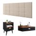 Kit Quarto Penteadeira Suspensa Gloss Mesinha Lateral Estilo Preto-Freijó Cabeceira Cama Box Casal Bia 1.40 Bege Linho - RPM Móveis 