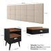Kit Quarto Penteadeira Suspensa Gloss Mesinha Lateral Estilo Preto-Freijó Cabeceira Cama Box Casal Bia 1.40 Bege Linho - RPM Móveis 