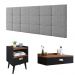 Kit Quarto Penteadeira Suspensa Gloss Mesinha Lateral Estilo Preto-Freijó Cabeceira Cama Box Casal Bia 1.40 Cinza Linho - RPM Móveis 