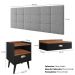 Kit Quarto Penteadeira Suspensa Gloss Mesinha Lateral Estilo Preto-Freijó Cabeceira Cama Box Casal Bia 1.40 Cinza Linho - RPM Móveis 