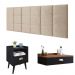 Kit Quarto Penteadeira Suspensa Gloss Preto-Freijó Mesinha Lateral Estilo Preto Cabeceira Cama Box Casal Bia 1.40 Areia Suede - RPM Móveis