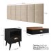 Kit Quarto Penteadeira Suspensa Gloss Preto-Freijó Mesinha Lateral Estilo Preto Cabeceira Cama Box Casal Bia 1.40 Areia Suede - RPM Móveis