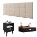 Kit Quarto Penteadeira Suspensa Gloss Preto-Freijó Mesinha Lateral Estilo Preto Cabeceira Cama Box Casal Bia 1.40 Bege Linho - RPM Móveis